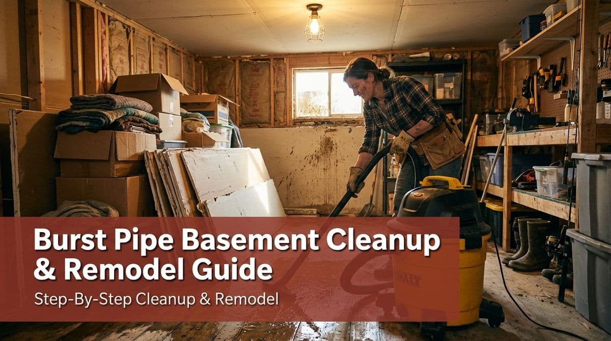 Burst Pipe Basement Cabin Cleanup & Remodel Guide image
